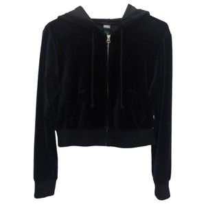 Wild Fable Velour Cropped Hoodie in Black  Tag size-  Small